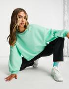 Asos Design Boxy Sweatshirt In Mini Quilt In Mint-green