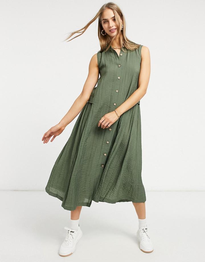 Y.a.s. Lea Button Down Midi Dress In Green