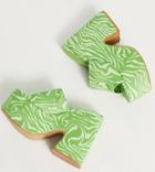 Daisy Street Exclusive Chunky Platform Mule Sandals In Green Zebra Print-multi