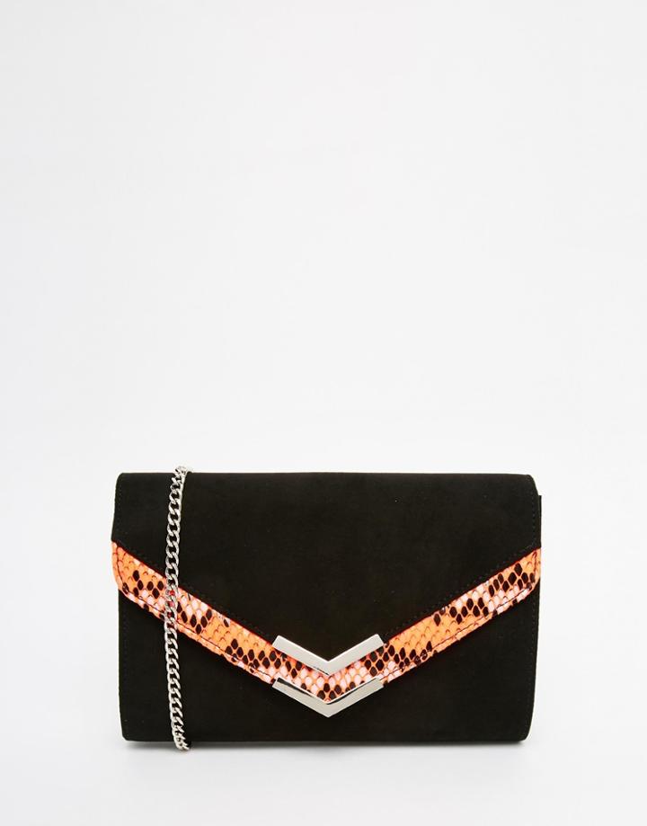 Carvela Envelope Clutch Bag With Bright Faux Snake Panel