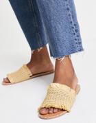 Asos Design Features Woven Raffia Mules In Beige-neutral