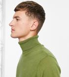 Asos Design Knitted Cotton Roll Neck Sweater In Khaki-green