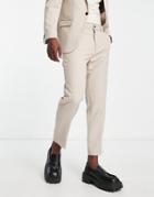 Bando Slim Fit Suit Pants In Cream-green