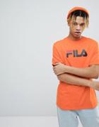 Fila Black Line T-shirt With Retro Logo In Orange - Orange