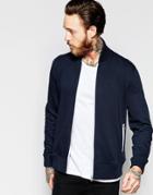 Asos Jersey Bomber Jacket With Deep Ribs In Navy - Navy