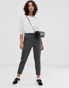Only Check Pants With Tie Waist In Dark Gray-multi