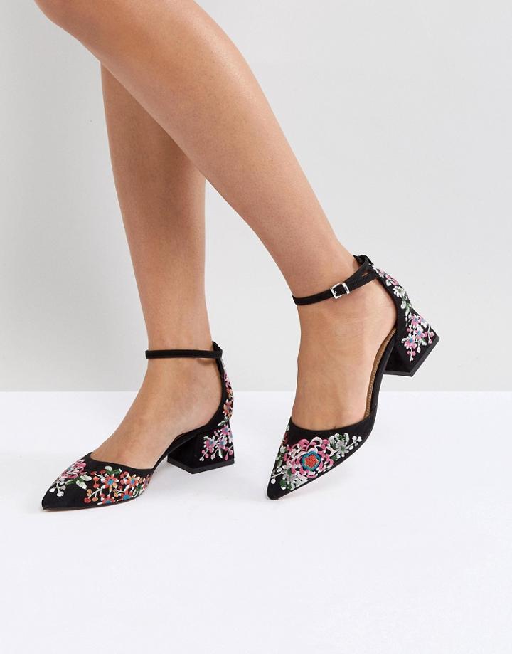 Asos Sparkle Embroidered Mid Heels - Multi