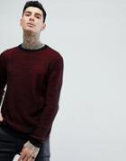 Asos Two Color Waffle Sweater In Black And Red - Black