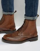 Dead Vintage Brogue Boots Tan Leather - Tan