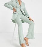 Asos Design Tall Ponte 3 Piece Sporty Suit Flare Pants In Green