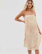 Asos Design Midi Pleated Textured Sundress In Spot
