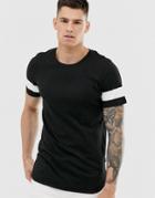 Jack & Jones Core Logo Over Sized Taped Sleeve T-shirt In Black