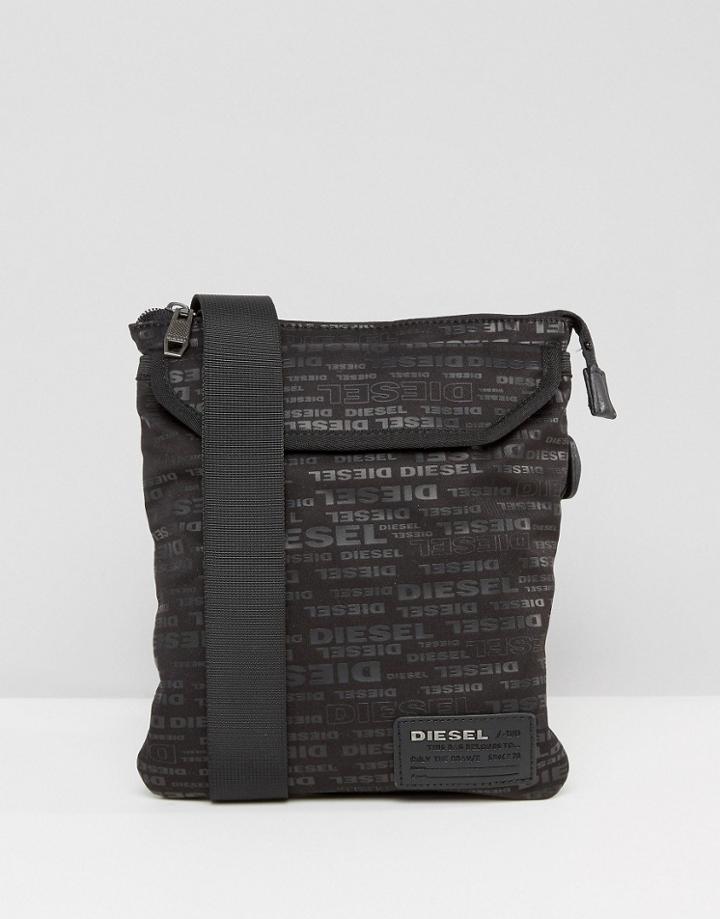 Diesel Logo Flight Bag Black - Black
