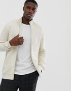 Asos Design Jersey Track Jacket In Beige - Beige