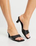 & Other Stories Leather Square Toe Mule Heels In Black