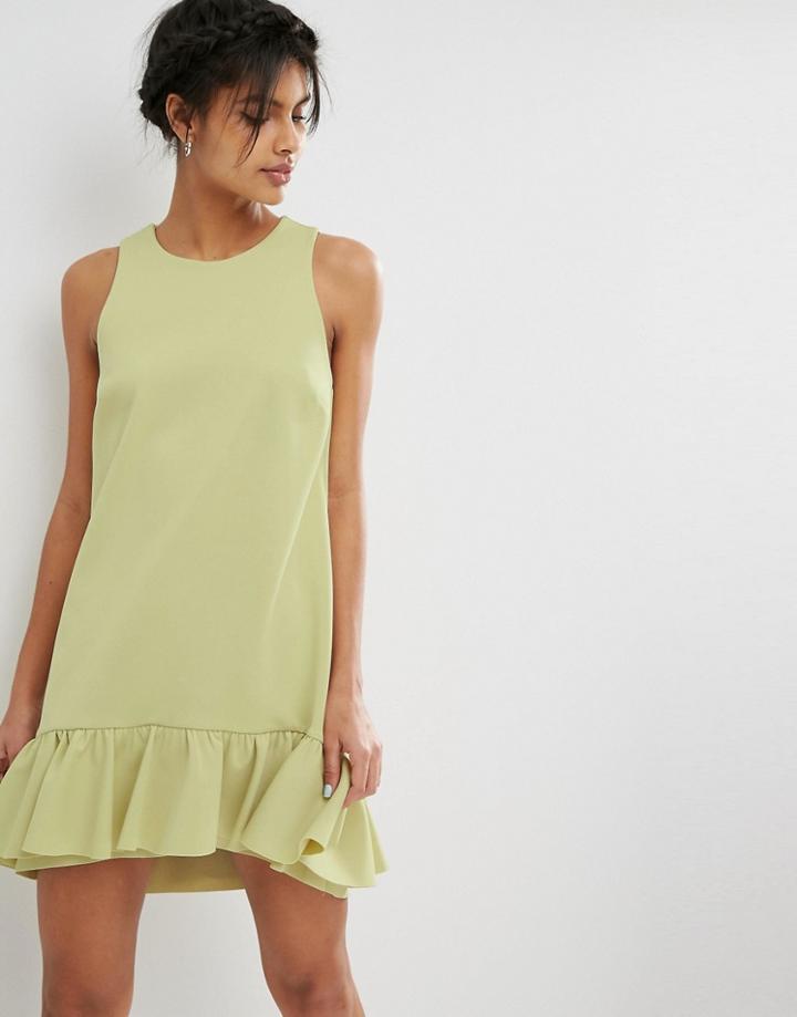 Asos Scuba Ruffle Pephem Mini Dress - Sage