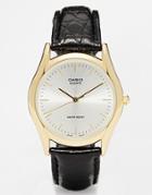 Casio Mtp-1154pq-7aef Gold Face Croc Watch - Black