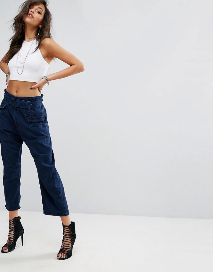 G-star Cropped Skater Chino With Tie Belt - Blue