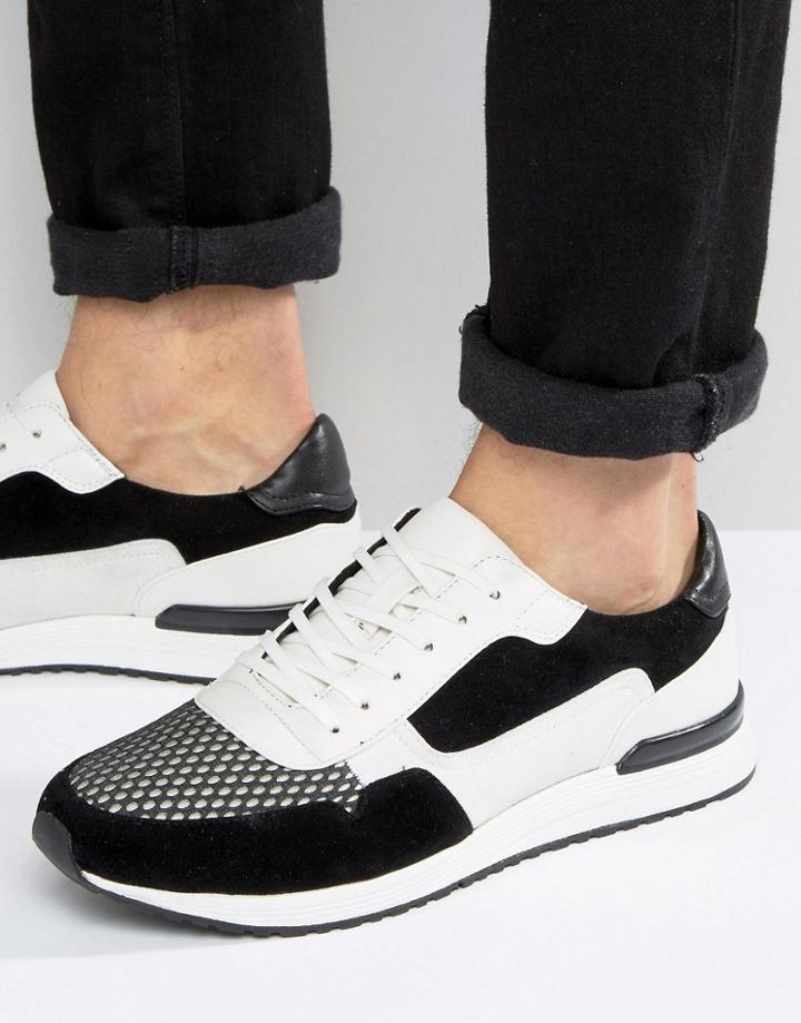 Asos Sneaker In Faux Suede With Panneling - Stone