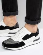 Asos Sneaker In Faux Suede With Panneling - Stone