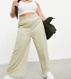 Public Desire Curve Seam Front Wide Leg Sweatpants In Sage-green