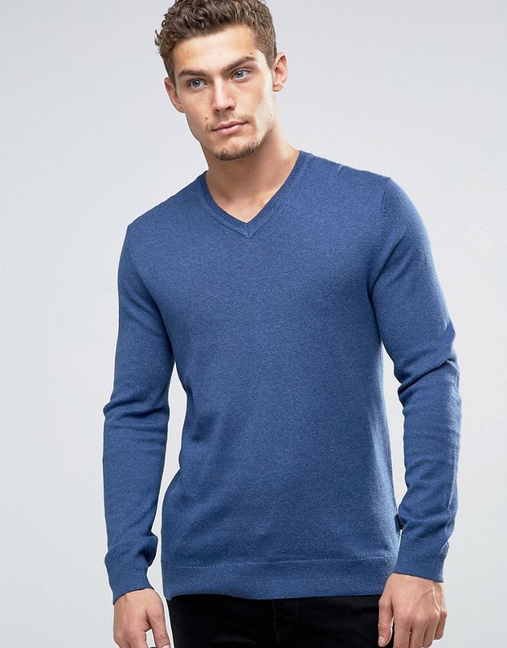 Esprit V-neck Cashmere Mix Sweater - Navy