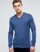 Esprit V-neck Cashmere Mix Sweater - Navy