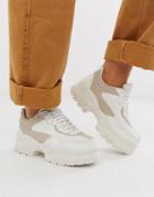 Asos Design Wide Fit Dart Chunky Sneakers In White - White