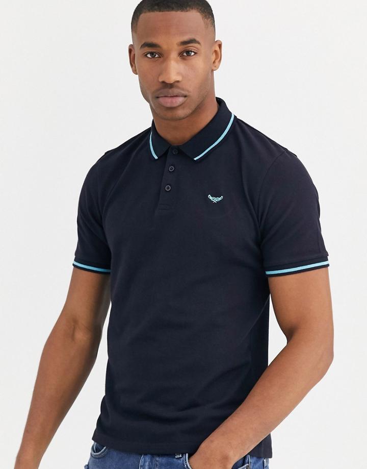 Threadbare Organic Cotton Pique Polo In Navy