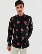 Ps Paul Smith Tailored Fit Fox Print Shirt In Black