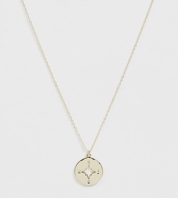 Designb London Sterling Silver Gold Plated Compass Pendant Necklace - Silver