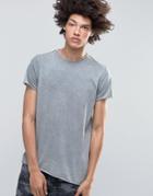 Kubban Denim Muscle Fit Dip Dye T-shirt - Gray