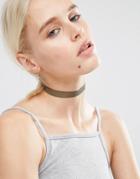 Asos Basic Net Choker Necklace - Green