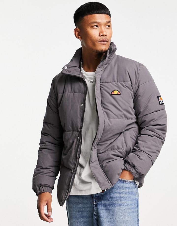Ellesse Puffer Jacket With Branding In Gray-grey