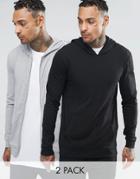 Asos Lightweight Muscle Fit Jersey Hoodie 2 Pack - Multi