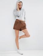 Asos Washed Shorts With Patch Pockets - Brown