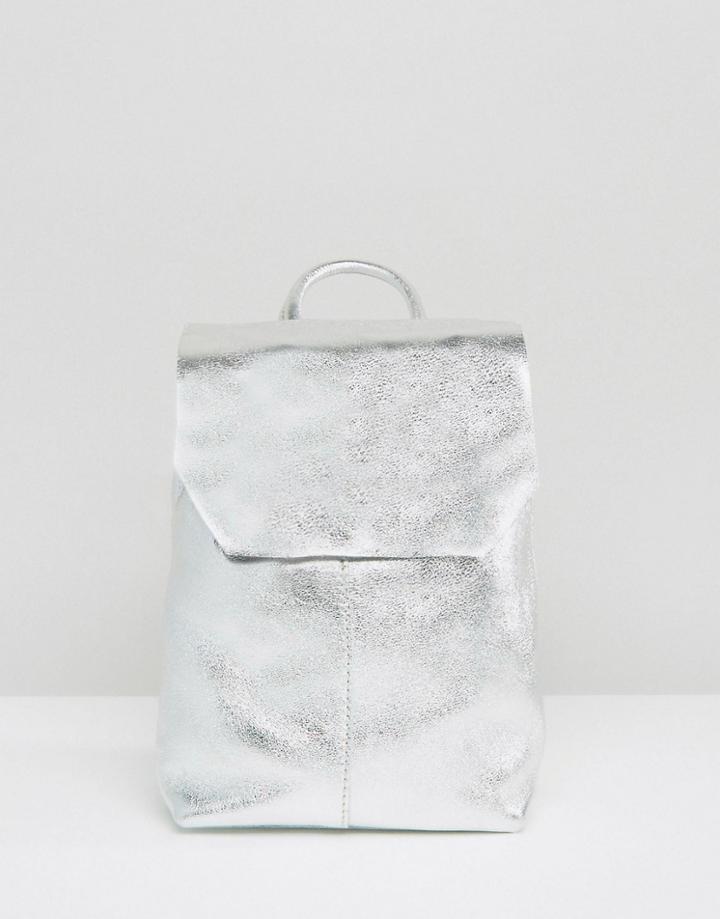 Asos Mini Leather Drawstring Backpack - Gold