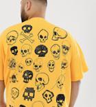 Asos Design Plus Organic Cotton Oversized T-shirt With Large Skull Back Print - Orange