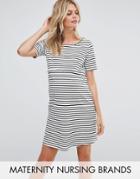 Gebe Maternity Nursing Striped Shift Dress With Star Emboridery - Multi