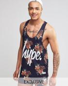 Hype Tank In Floral Print - Navy