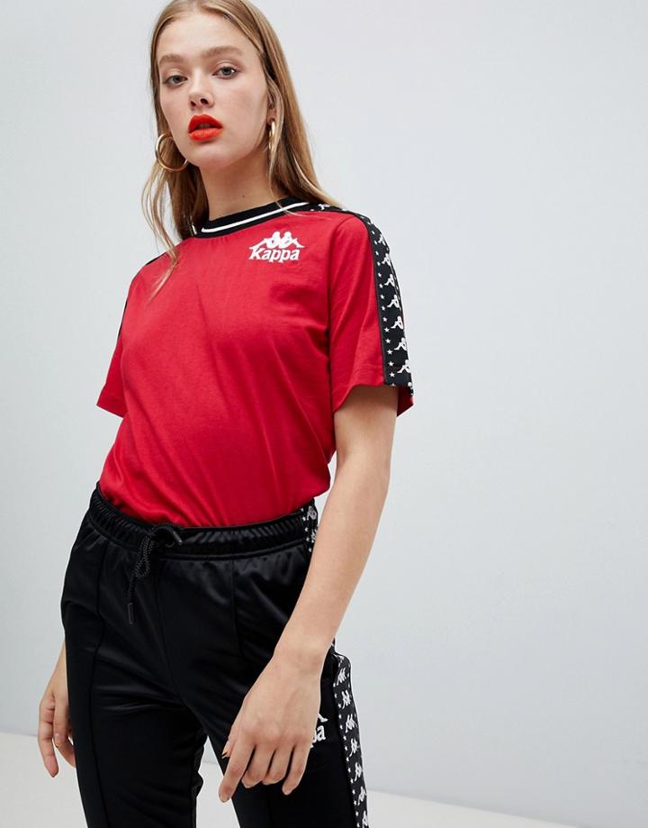Kappa Relaxed T-shirt With Star Banda Logo Taping - Red