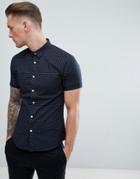 New Look Muscle Fit Shirt In Navy - Navy