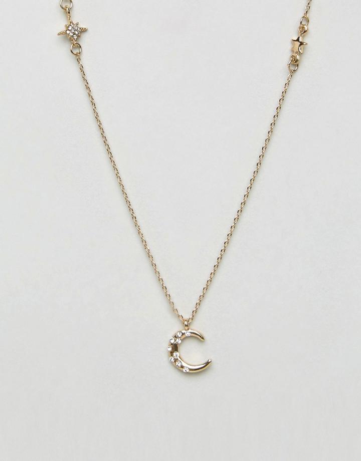 Asos Stars Station Long Pendant Necklace - Gold