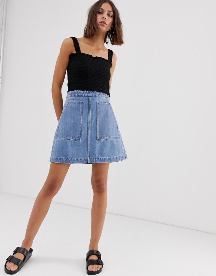Weekday A-line Denim Skirt In Blue