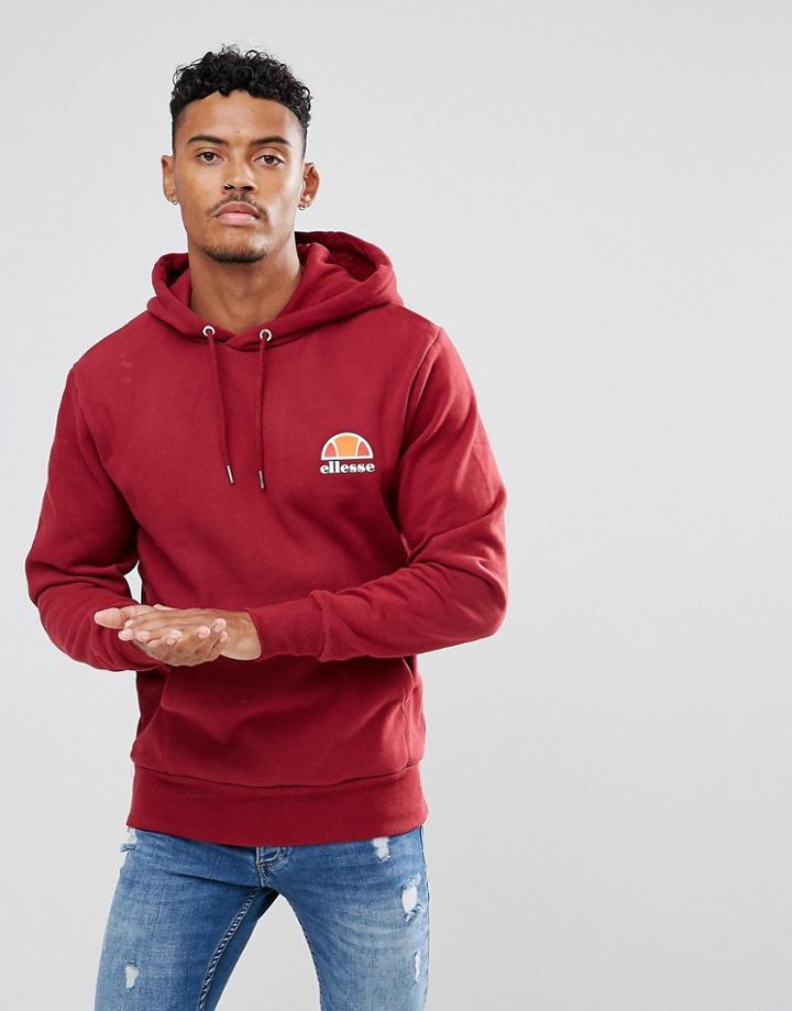 Ellesse Hoodie With Small Logo In Burgundy - Red
