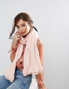 Willow And Paige Oversized Scarf With Frill Detail - Pink