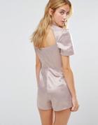 Fashion Union High Neck Romper With Open Back - Pink