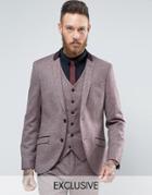 Heart & Dagger Skinny Blazer In Tweed With Velvet Trim - Red