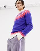 Asos Design Fairisle Sweater In Purple - Purple
