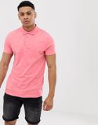 Asos Design Polo In Jersey In Pink